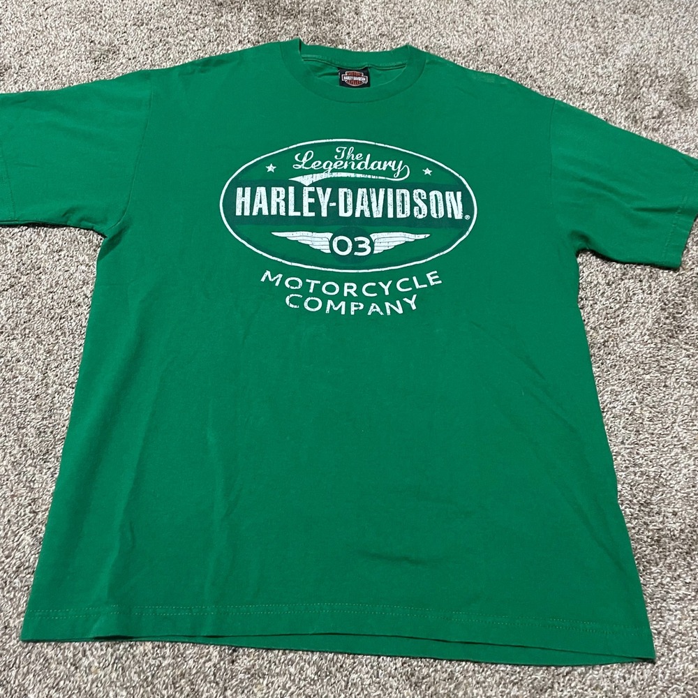 Harley-Davidson Orlando Florida Graphic T-Shirt Green Mens Large Biker Tee